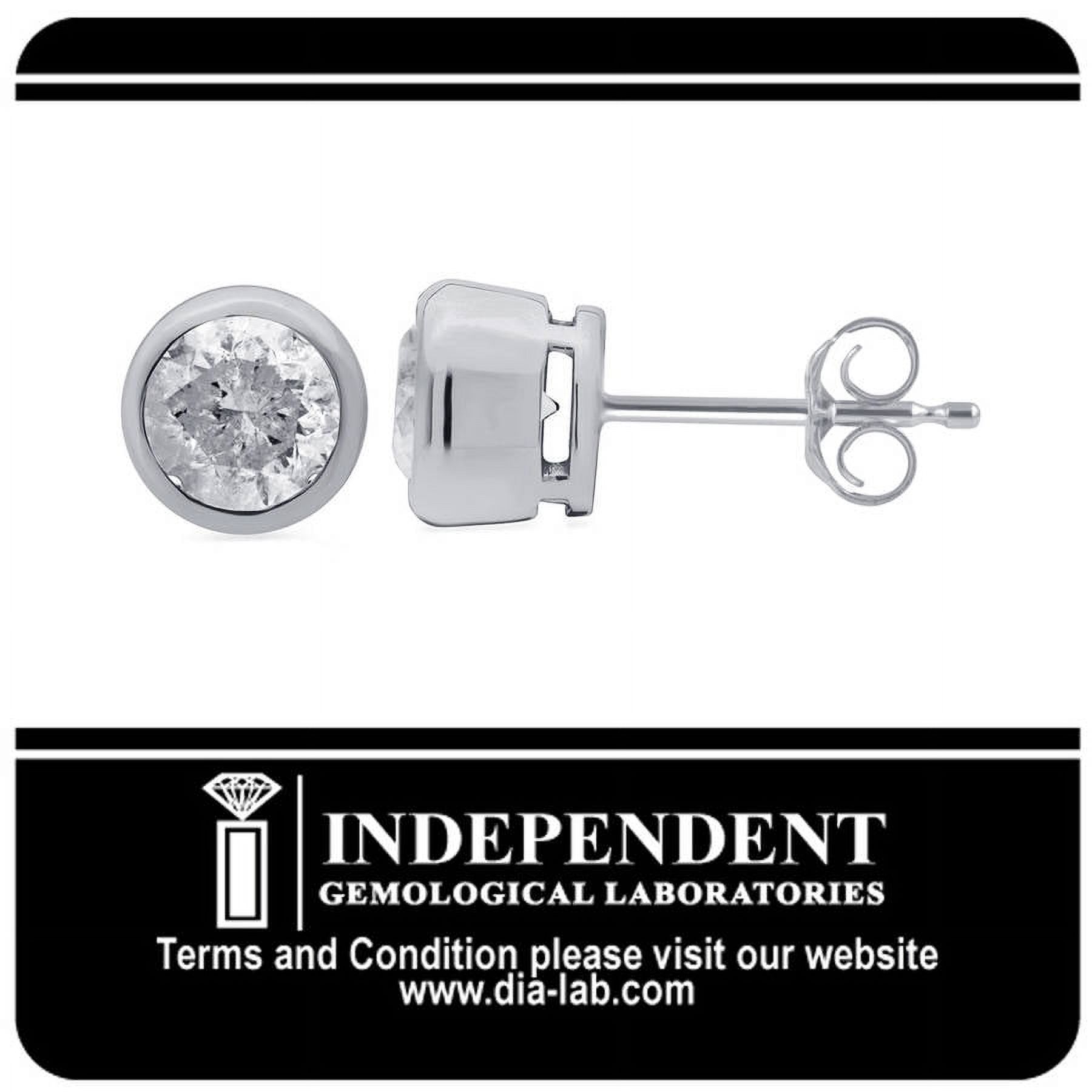 1-1/2 Carat T.W. Round Diamond 14kt White Gold Bezel Stud Earrings, IGL Certified, Comes in a Box