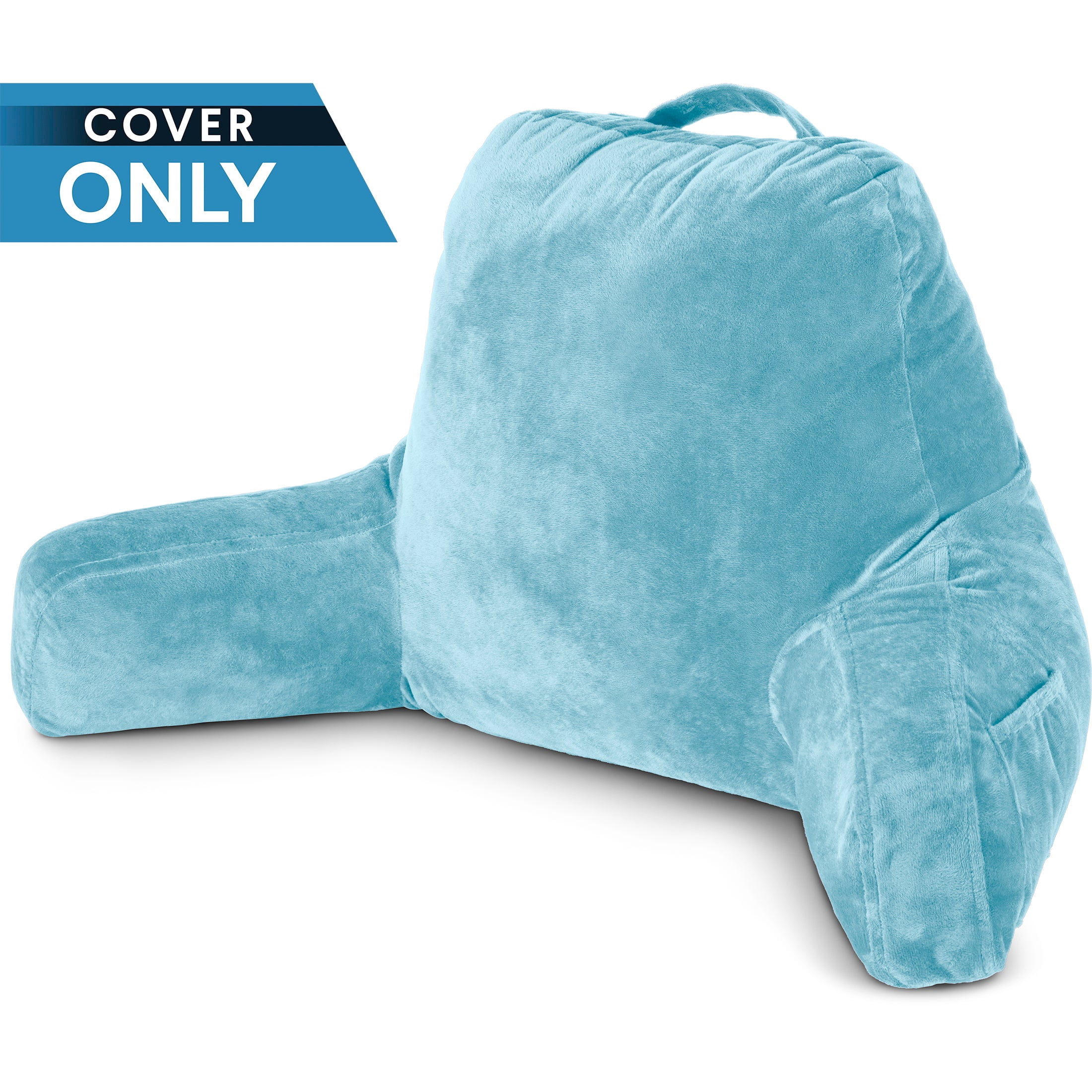 Husband Pillow Original Standard+ Pillow Cover Only Carolina Blue Color - Wash / Removable Replacement Soft Microplush Pillow Case for Standard Size Reading Pillow w/ Long Zipper, Back & Side Pockets
