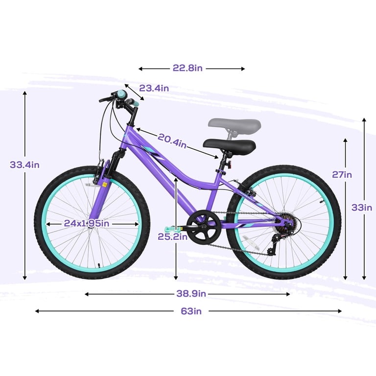 Hykolity 24" Kids Mountain Bike, 7-Speed, Purple photo 6