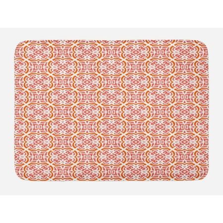 Coral Bath Mat Organic Floral Shapes Twenties Fashion Victorian