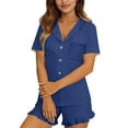 thumbnail image 6 of Nuoqisi Womens Button Down Pajamas Set 2 Piece Sleepwear Short Sleeve Pjs Soft Print Lounge Sets 2026, 6 of 8