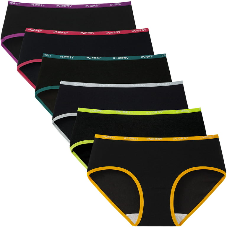 INNERSY Women's Underwear Cotton Panties Hipster Regular & Plus Size Pack  of 6 (2XL, Vibrant Black) 