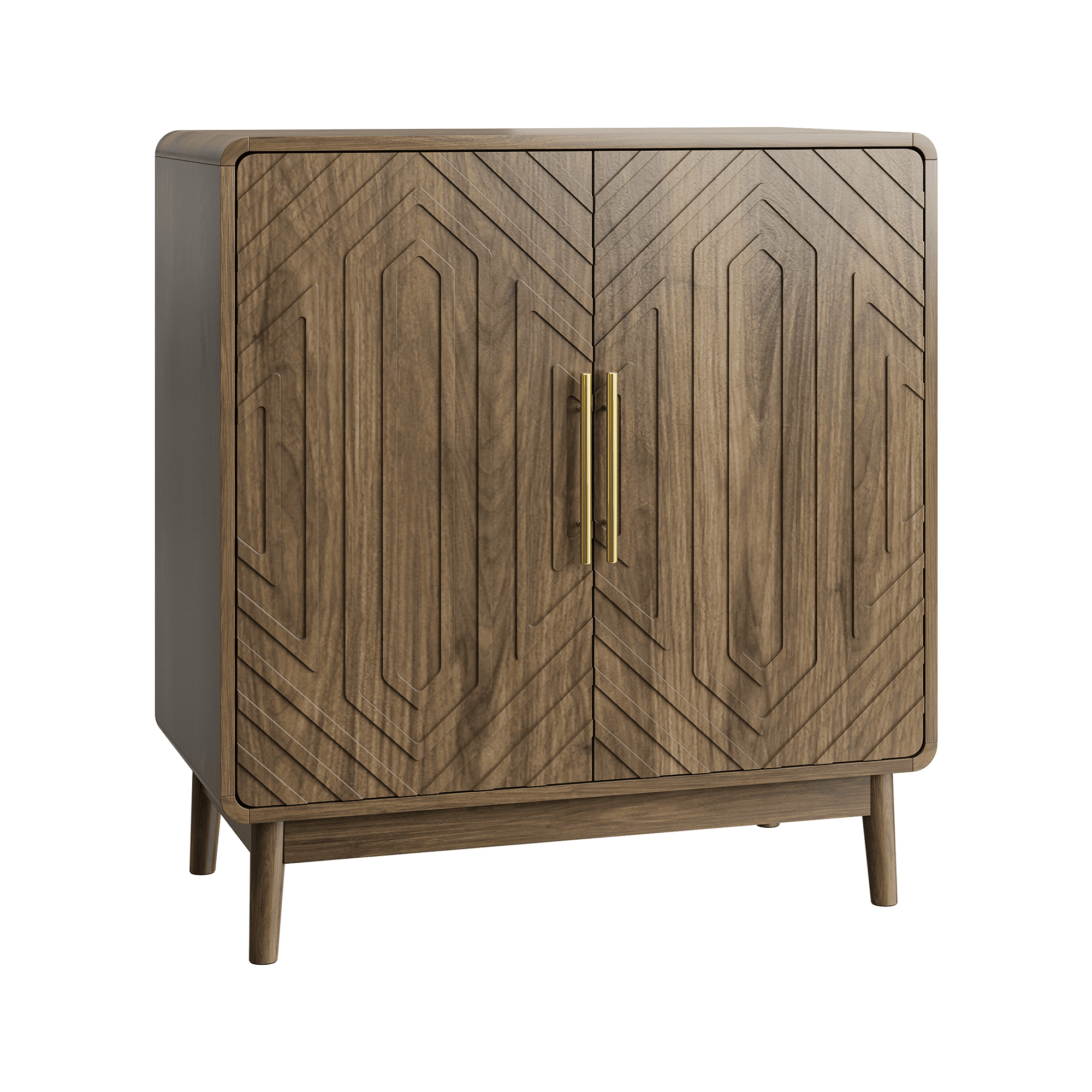 Sideboard Buffet Cabinet With Storage, Carved 2 Door Sideboard, Multifunctional Accent Cabinet With Adjustable Layer Board For Living Room, Entryway, Hallway, Office, Kitchen and Dining Room