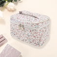 thumbnail image 3 of 1 Pc Bolsa de Cosméticos Cuadrada de Flores para Mujeres para Vacaciones y Viajes de Negocios de Poliéster Naranja, 3 of 3
