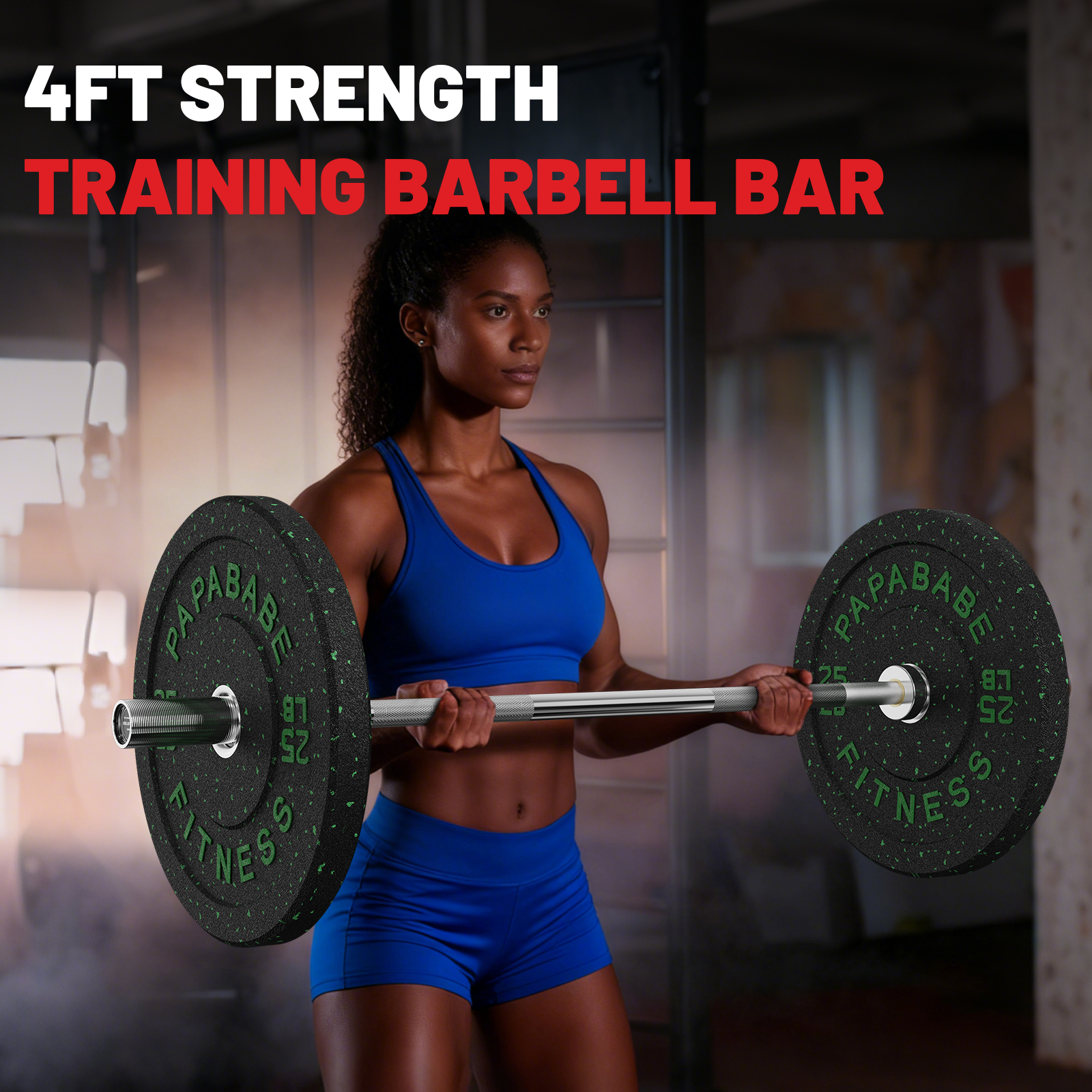 ROALW 4 FT Olympic Barbell Bar - 500 lb Capacity for Weightlifting, Powerlifting, Deadlift & Squat - Strength Training Barbell, Silver