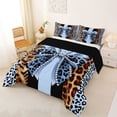thumbnail image 2 of Erosebridal Jungle Leopard Printed Queen Comforter Set,Blue Cheetah Pattern Bowknot Bedding Comforter Set For Kids,Reversible black,3-Piece, 2 of 7