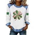 thumbnail image 3 of TaTaai St Patrick's Day Casual Women's Color Block Long Sleeve Round Neck Shirt, Fashion Comfort for Holiday Daily Wear Gift, 3 of 5