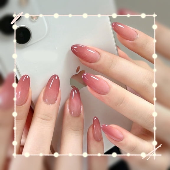 Handmade Cloudy Peach Press On Nails Pure Yum Style Long Short Fake Nail Tips S Size Halloween Christmas Gifts