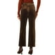 thumbnail image 3 of Pantalones de tobillo elegantes de terciopelo para mujer Inspire Chic, de cintura alta, con bolsillos, talla XS, color marrón, 3 of 5