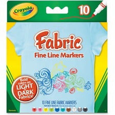 Crayola Bright Fabric Markers - Fine Marker Point - Black, Blue, Brown, White, Gray, Lime, Pink, Red, Teal, Yellow - 10 / Set Crayola Bright Fabric Markers - Fine Marker Point - Black, Blue, Brown, White, Gray, Lime, Pink, Red, Teal, Yellow - 10 / Set
