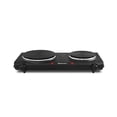 thumbnail image 1 of Elite Gourmet EDB-302BF Quemador doble de hierro fundido para encimera, 1500 vatios, placa eléctrica eléctrica, controles de temperatura, luces indicadoras de encendido, fácil de limpiar, negro, 1 of 3