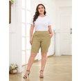thumbnail image 2 of HDE Plus Size Bermuda Shorts Mid Rise 10" Inseam Pull On Shorts with Pockets Dark Khaki 2X, 2 of 6