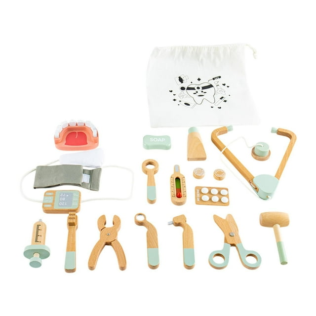 17 piezas Doctor Doctor Juguete para niños Bolsa de médico Motor Habilidades Medicina de juguete Finición de juego Play Juego para niños Regalo para Verde