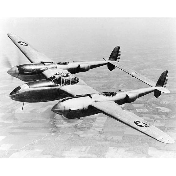 Lockheed YP-38 / P-38 Lightning in Flight - 12x18 Inch Laminated Aviation Poster - Stunning Detail and Bold Colors