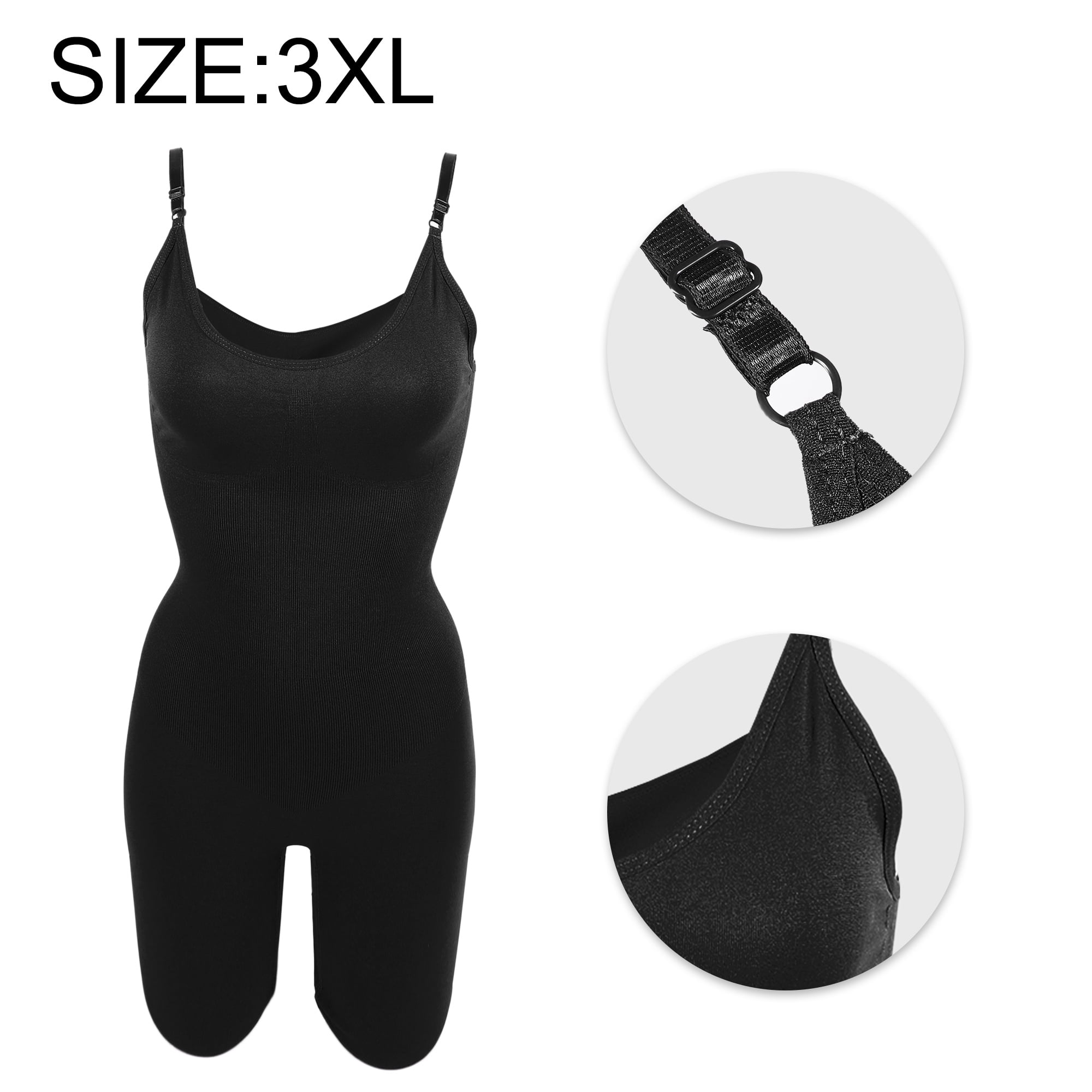 Unique Bargains Women Shapewear Tummy Control Full Bust Body Bodysuit 3XL Black