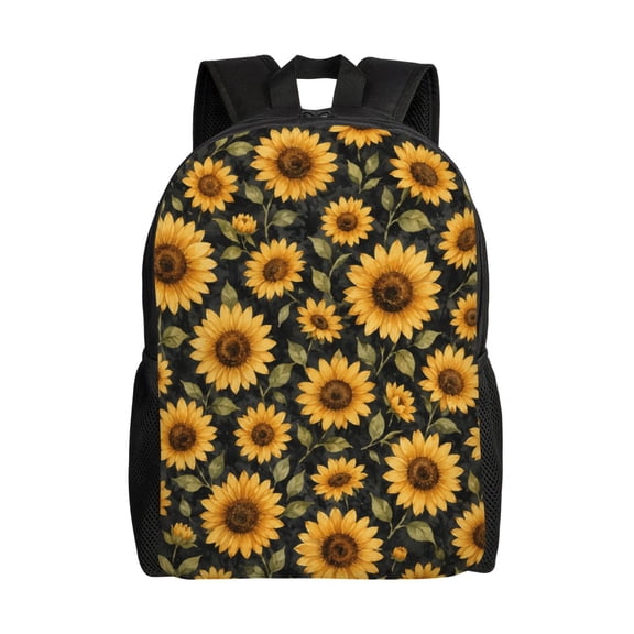 Sunflower Floral Backpack Full Front Print Travel Laptop Bag for Men and Women