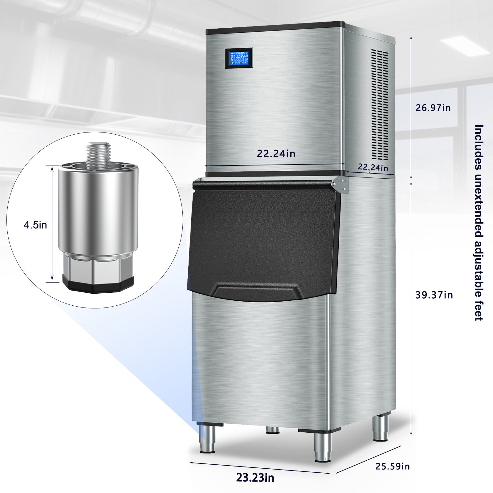 TITTLA 550 lbs/24-Hours Split Commercial Freestanding Ice Maker in Silver Industrial Ice Machine, 300Lbs Storage, Ice Ready in 11-20min Two packages 234 Ice Cubes/Cycle