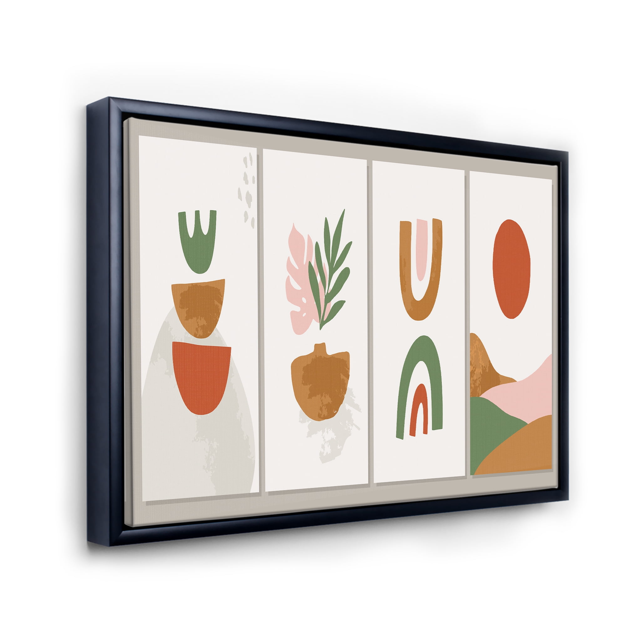 Designart 'Compostion Minimalistic of Organic Shapes VI' Modern Framed Canvas Wall Art Print