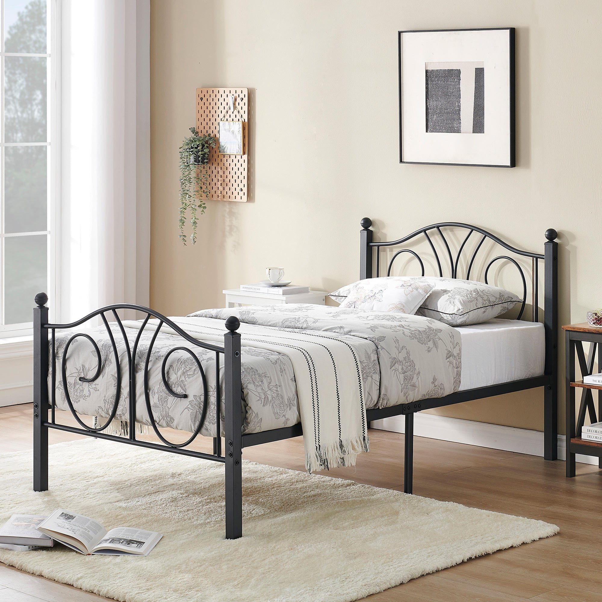 VECELO Twin Metal Bed Frames with Headboard and Footboard, Heavy Duty