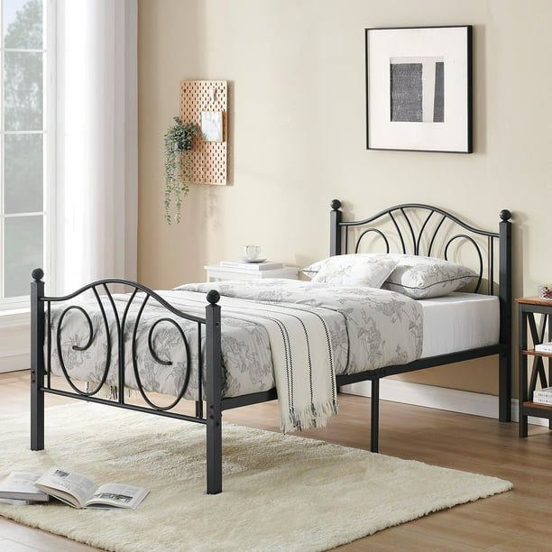 VECELO Twin Metal Bed Frames with Headboard and Footboard, Heavy Duty