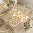 thumbnail image 2 of Ambesonne Woodsy Table Runner & Placemats, Front Portrait of Fox Leaves, Placemat 4 pcs + Runner 14"x90", Marigold Apple Green, 2 of 2