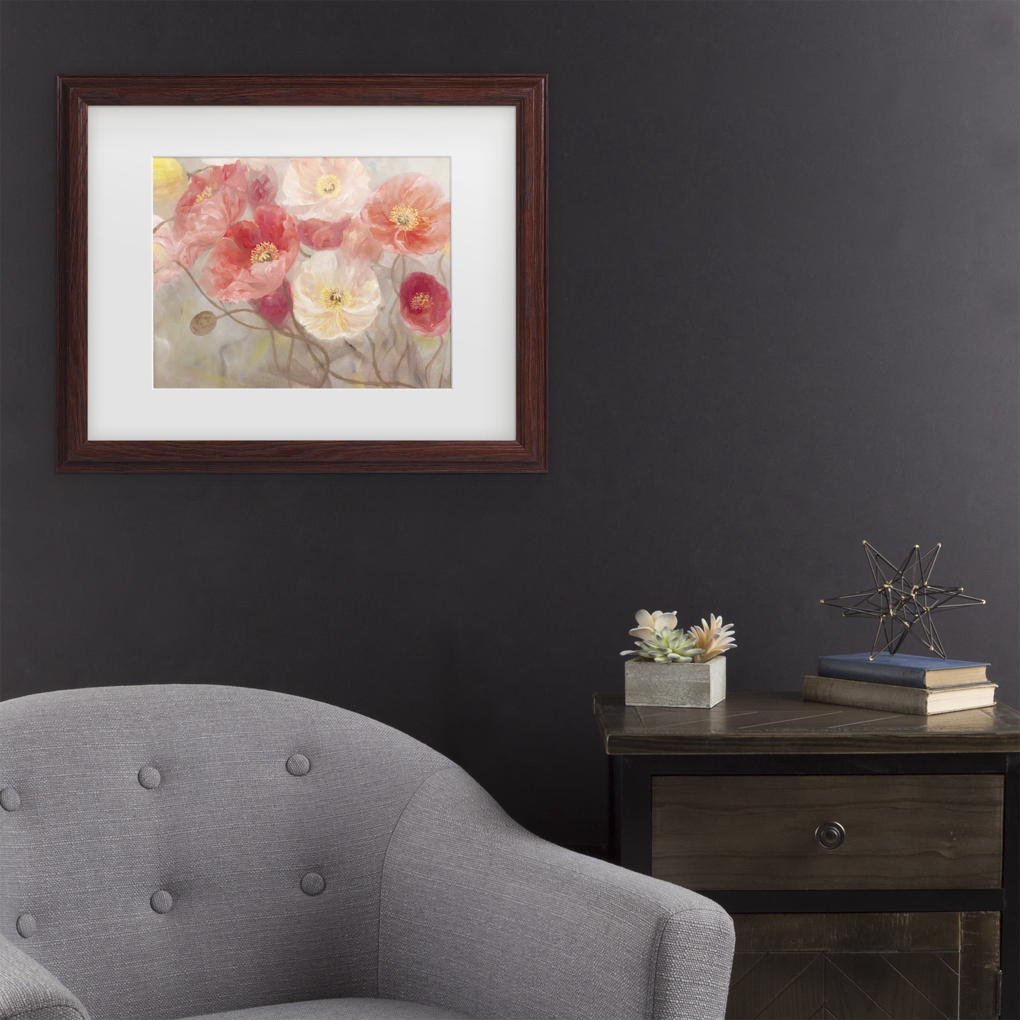 Li Bo 'Wild Poppies I' Matted Framed Art