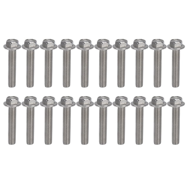 20 piezas Pernos de tornillo M10x1.5 Perno de cabeza hexagonal con brida de acero inoxidable A2‑70 con junta DIN6921M10x50