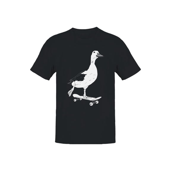 Skateboarding Duck Illustration Men's T-shirt Black