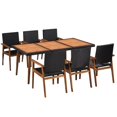 thumbnail image 1 of vidaXL Ensemble de Salle à Manger Extérieur 7 Pcs Poly Rotin Noir et Marron, 1 of 5