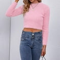 thumbnail image 2 of IROINNID Womens Sweater Round Neckline Pullover Sweater Solid Color Casual Short Length Long Sleeve Shirt Sweater, 2 of 3