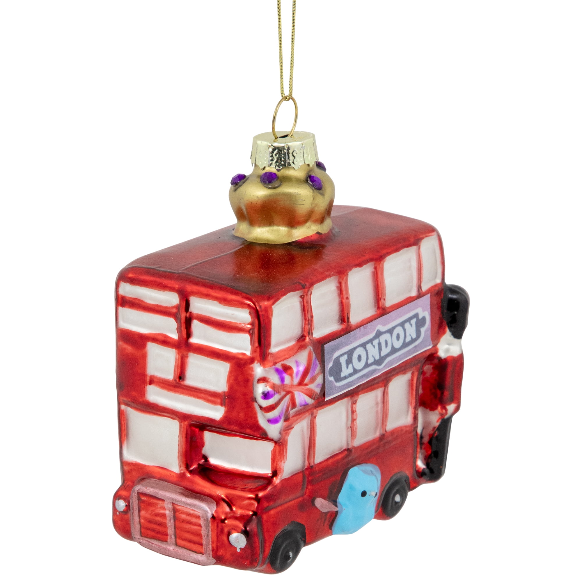 Northlight 3.5" Double-Decker Bus Glass Christmas Ornament