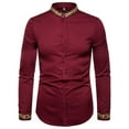 thumbnail image 2 of Lilgiuy Men Casual Buttons Stand-up Collar Embroidered Long Sleeve Blouse Shirt Streetwear, 2 of 4