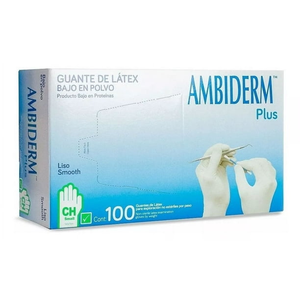 Guantes descartables Ambiderm Plus color verde talle P de látex con polvo x 100 unidades