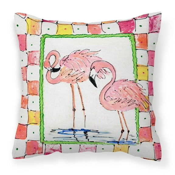 Carolines Treasures 8077PW1414 Bird - Flamingo Decorative Canvas Fabric Pillow, 14Hx14W, multicolor