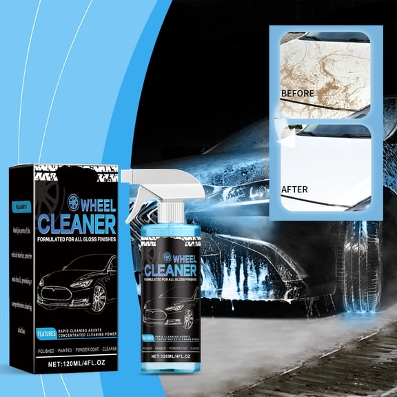Car Wheel Cleaner Multi-Purpose Automotive Cleaning Spray 4 Fluid Ounce Blue Bottle Works on Polished Painted Powder Coat Finishes for Home Car Detailing Single Pack