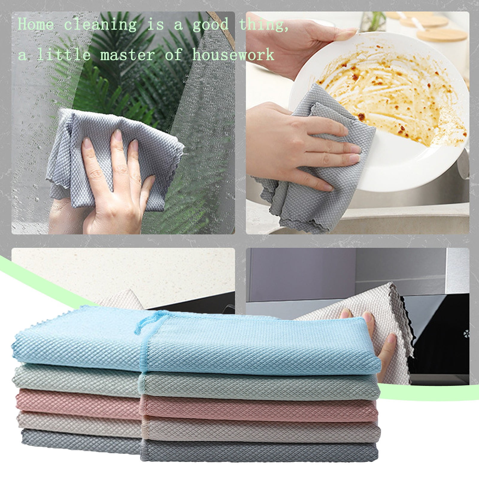 Multi-Purpose Cleaning Cloths, 5 pcs Washcloths Super Absorbent Kitchen  Towels, Dish Cloths for Kitchen, Wash Cloth for Home, Car, Window, Odor  Stain Grease Free, 7x4 Inch 