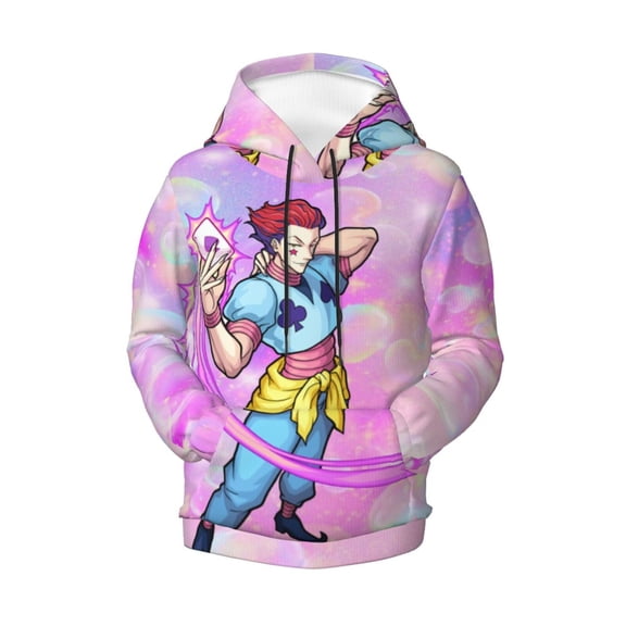 Boys Girls Hunter X Hunte Hisoka Pullover Hoodies 3D Print Novelty Colorful Kids Hoodie Sweatshirts with Pocket