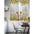 thumbnail image 4 of Summer Floral Sheer Curtains 2 Panels Set Watercolor Farm Cow Farmhouse Sunflower Fence Wood Grain Sheer Window Curtains Light Filtering Rod Pocket Voile Drapes for Bedroom Living Room 52"X72", 4 of 9