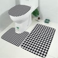 thumbnail image 2 of Black White and Gray Checkerboard Pattern Bathroom Rugs Sets 3 Piece,Toilet Cover Set,Absorbent Non Slip Bathroom Mats Sets with U-Shaped Contour Rug Toilet Rug Set, 2 of 5
