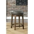 thumbnail image 2 of 2 Counter Height Stools, Gray Faux Leather 360-degree Swivel Seat And Nailhead Trim, Brown Solid Wood Frame For Cozy Dining Area Stools Of 2, 360° & In Urban Room, 2 of 2