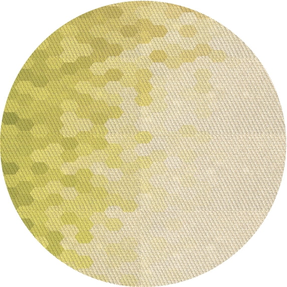 Ahgly Company Machine Washable Indoor Round Transitional Metallic Gold Area Rugs, 8' Round