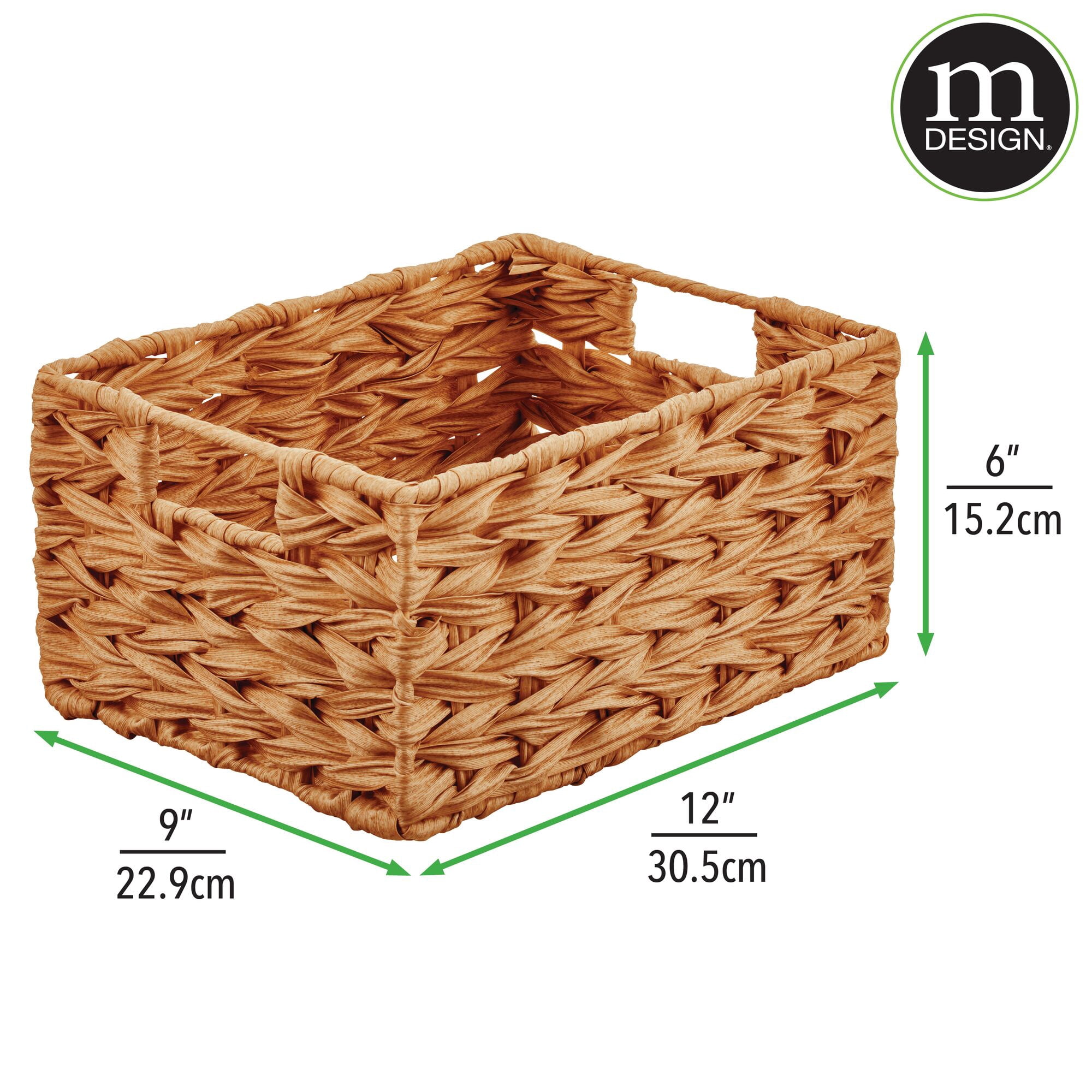 mDesign Woven Farmhouse Kitchen Pantry Food Storage Basket Box, 6 Pack, Camel