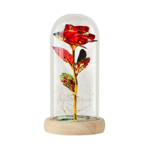 Dvkptbk Valentines Day Decor Romantic Glass Rose Flower Wedding Led Light Decoration Valentine's Day Gift Valentines Day Gifts