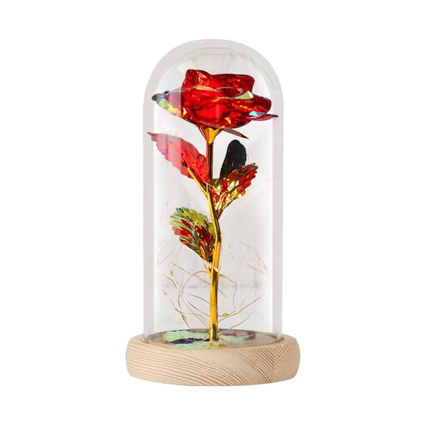 Xihbxyly Compras En Línea Rosa de Cristal Romántico y Luz Led para Decoración de Bodas, Regalo de San Valentín
