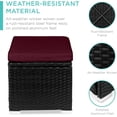 thumbnail image 4 of JJUN Set of 2 Wicker Ottomans, Multipurpose Outdoor Furniture for Patio, Backyard, Additional Seating, Footrest, Side Table w/Storage, Removable Cushions - Deep Burgundy/Black, 4 of 15