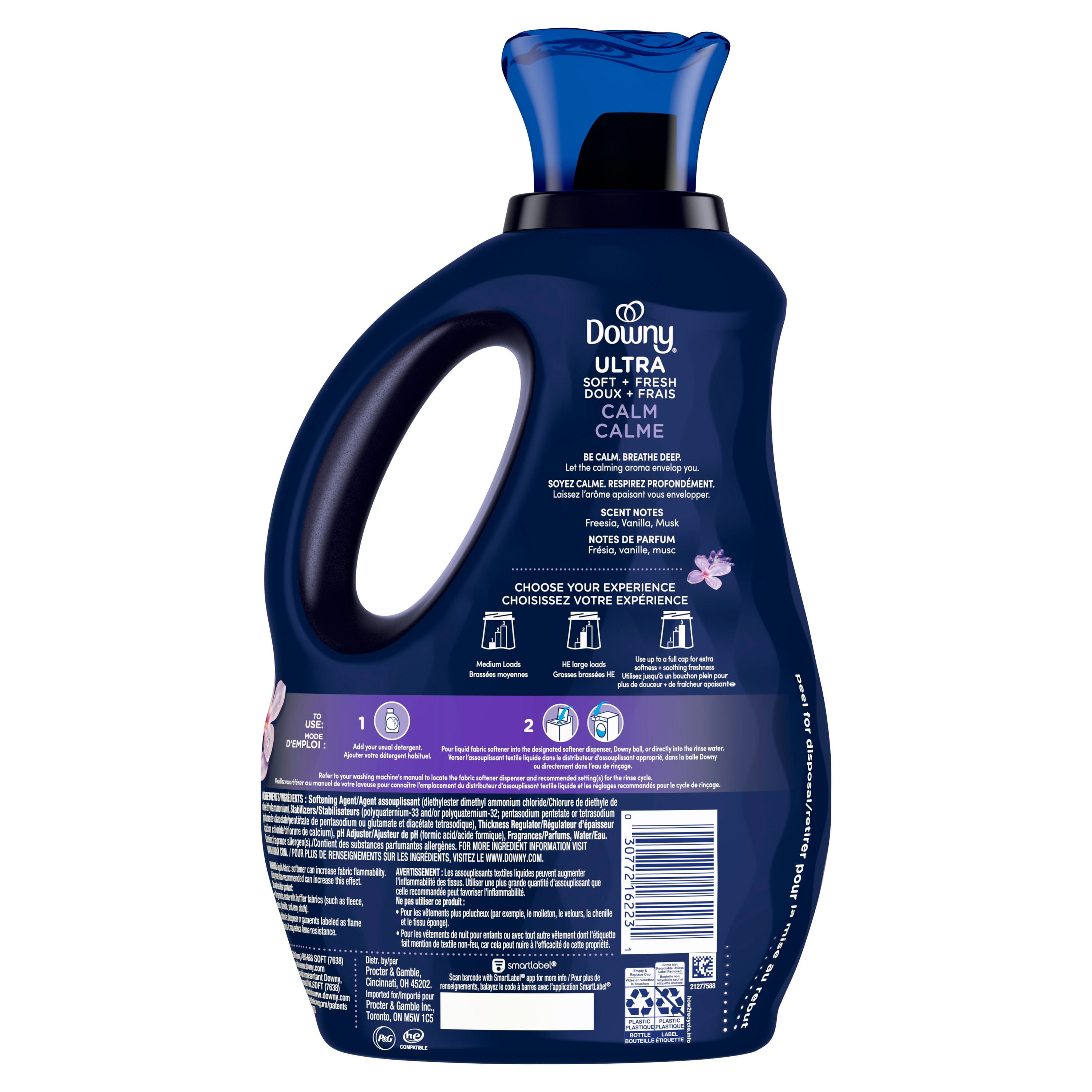 Assouplissant textile liquide Downy Ultra doux et frais, Calme, parfum Lavande et gousse de vanille, assouplissant textile Downy, assouplissant pour la lessive
