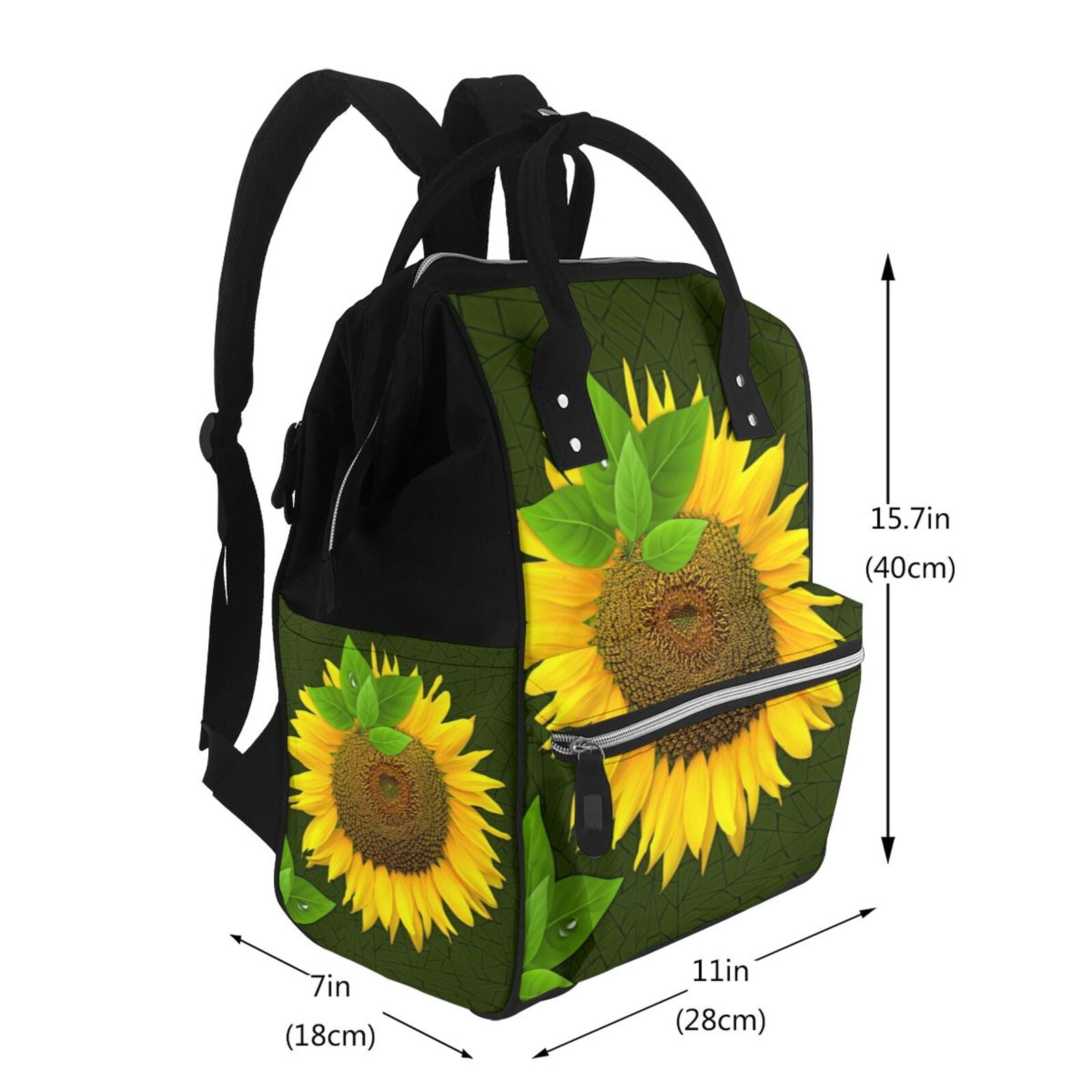 Ratiio Sunflower3 Mummy Backpack - Waterproof Twill Canvas, Large Capacity Diaper Bag with Multiple Pockets and Adjustable Straps