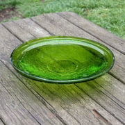 Achla Designs 14 In Crackle Glass Bowl and Birdbath Decoration, Fern Green