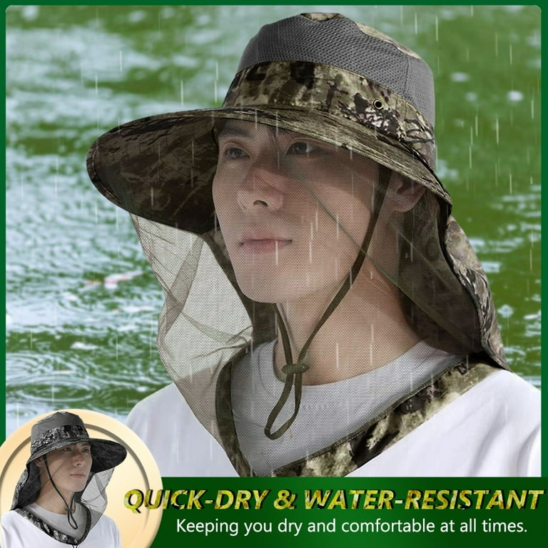 KANCOKIT Mosquito Head Net Hat with Neck Flap, UPF 50+ Wide Brim
