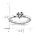 thumbnail image 2 of 2.25mm 925 Sterling Silver Polished Prong set Stackable White Topaz Love Heart Ring Size 9 Stackable Ring for Women, 2 of 2